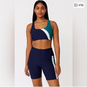 Tory Sport Colorblock Sculpt Compression Sports Bra